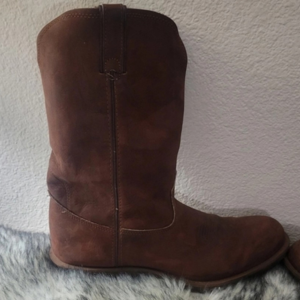 Durango Mens Brown Leather Western Boots Mid-Calf Pull On Rugged, Size 12D - Picture 5 of 10